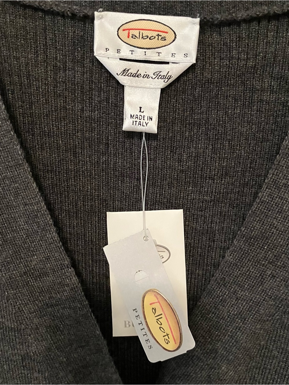 VTG New Talbots L Wool Gray Sweater Vest Tank Button Front Old Money Preppy - Picture 5 of 7